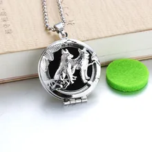 Винтажное ожерелье с ароматическим диффузором волка, открытые антикварные медальоны, кулон, парфюм, эфирное масло, ароматерапия, ожерелье с подушечкой 040809