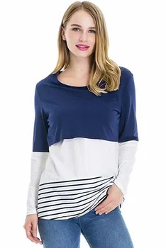 

Popular Maternity Wear Safety Long-Sleeve Invisible Lactation Clothing Cross-Style Round Collar Matching Lace