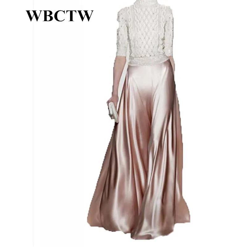 Goede WBCTW Satijn Effen Europese Breed Been Broek Vrouwen Hoge Taille rok Broek Losse Broek Vrouwen 10XL Plus Size Herfst Lente broek