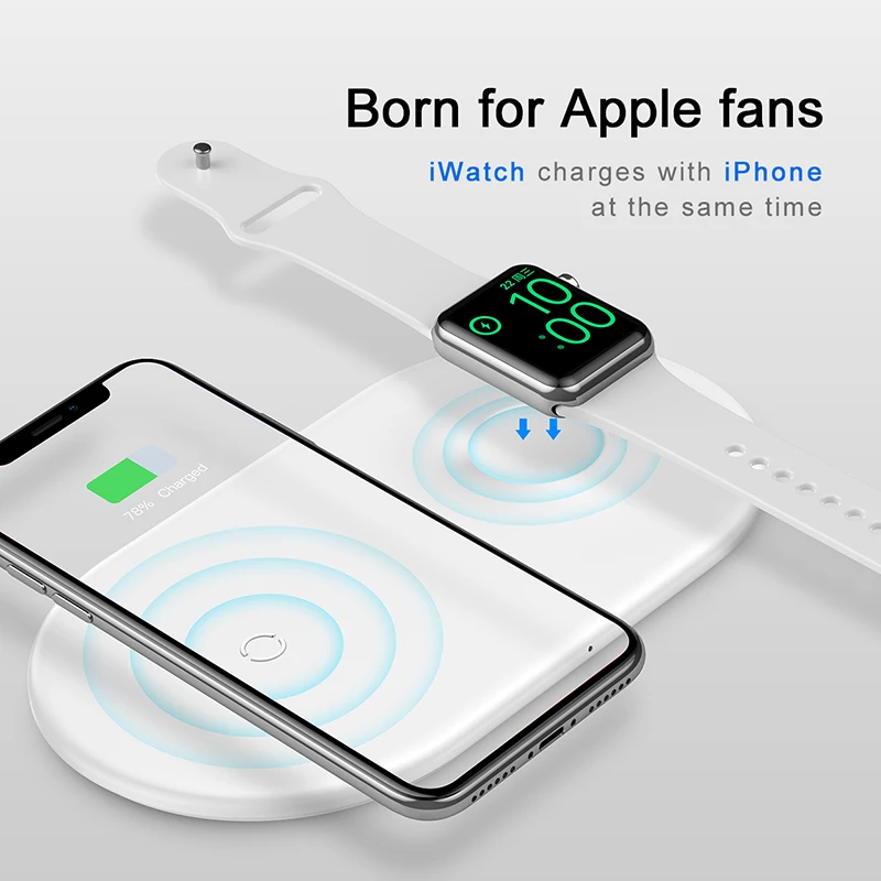

Original 2 in 1 10w fast magnetic qi wireless charger stand for iPhone xs max xr x 7 8 plus apple watch 2 3 4 charging base desk