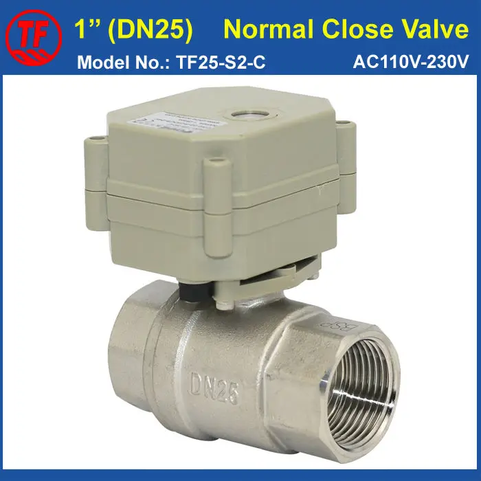 

SS304 1'' 2 Way Motorized Ball Valve AC110V-230V 2 Wires Normal Close Type With Position Indicator For Water Control