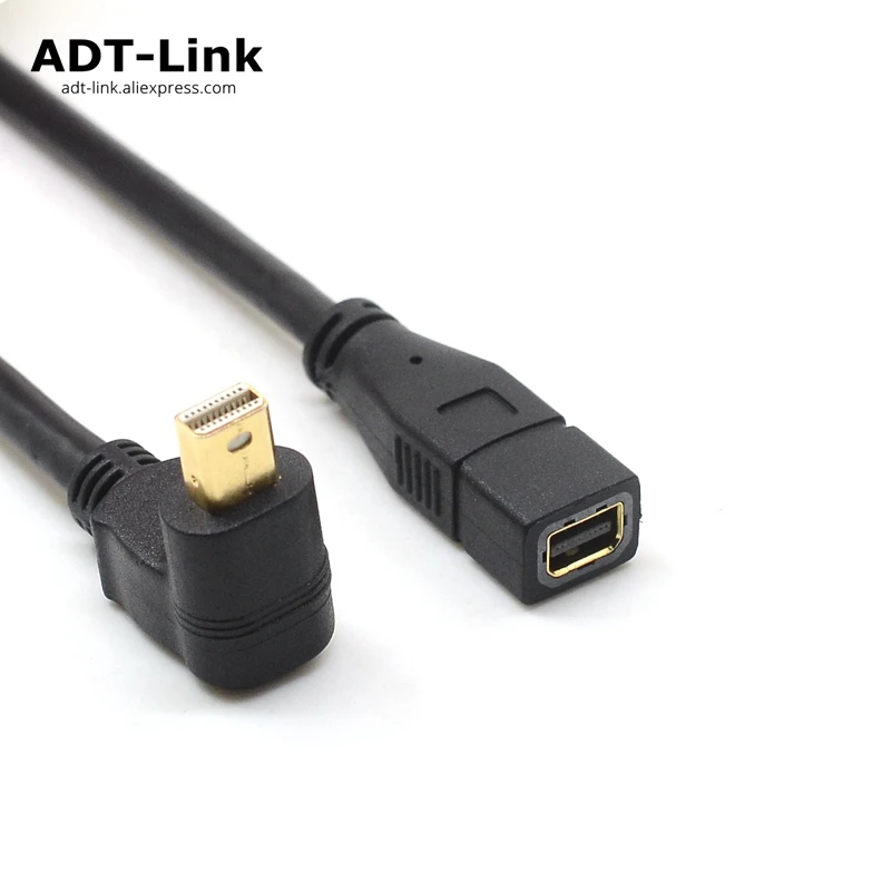 4K Resolution Converter Thunderbolt Cable Aggice Gold Plated 90 Degree M Displayport to M Displayport Extension Cable M dp to M dp Right 