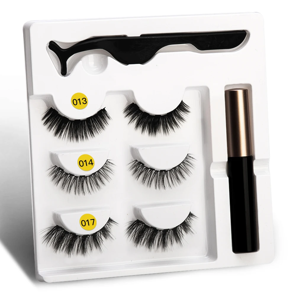 

5 Magnet Eyelash Magnetic Liquid Eyeliner & 3 Pairs Magnetic False Eyelashes & Tweezers Set Long Lasting Eyelash Extension Tool