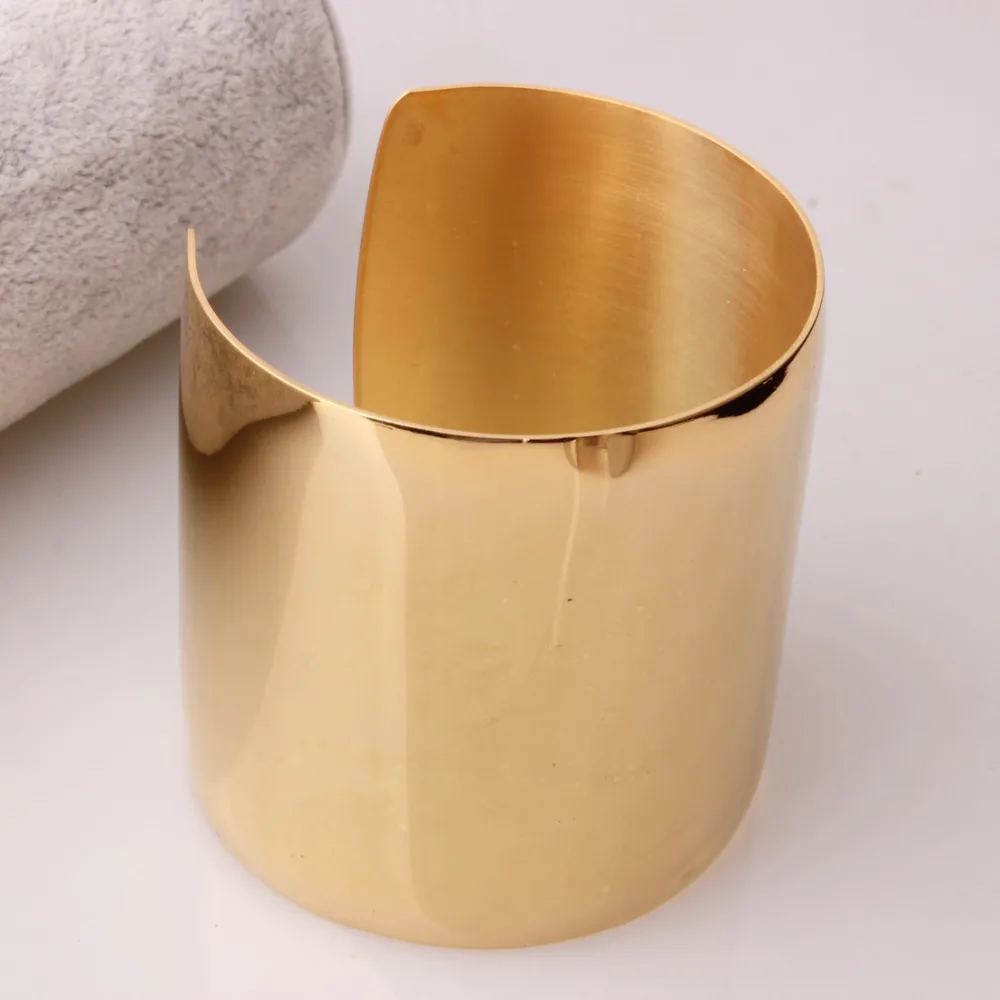 

New Designer Stainless Steel Wide Blank Plain Shiny Arm Cuff Bangle Bracelet Hip Hop Funky Jewelry Ladies Fashion Jewelry