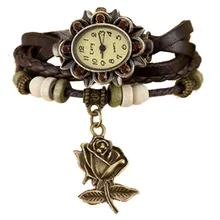 Supper enjoyable Scorching relogio feminino Clock Quartz Weave Round Leather-based Rose Bracelet Woman Lady Wrist Watch feb17