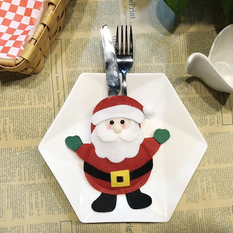 6 шт./компл. Merry украшения для рождества Ножи, столовая ложка, вилка, держатель для столового серебра мешок для рождественских стол Декор - Цвет: Santa Claus1
