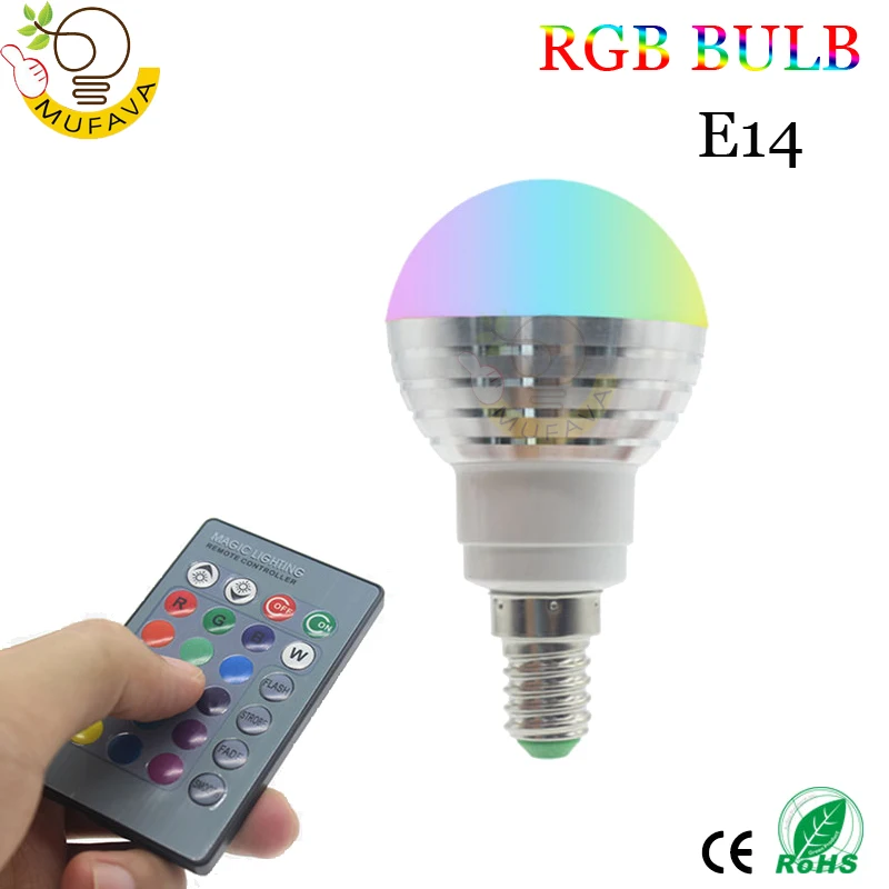 1 шт./лот E27 E14 GU10 LED RGB лампа AC110V 220В 5 Вт прожектор с регулируемой яркостью волшебное