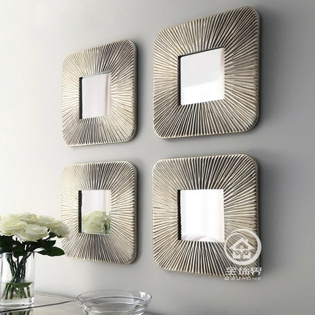 square wall mirror wooden frame mirrored wall decor fretwork square mirror framed art set of four decorative square wall mirror wooden frame mirrored wall decor fretwork square mirror framed art set of four decorative