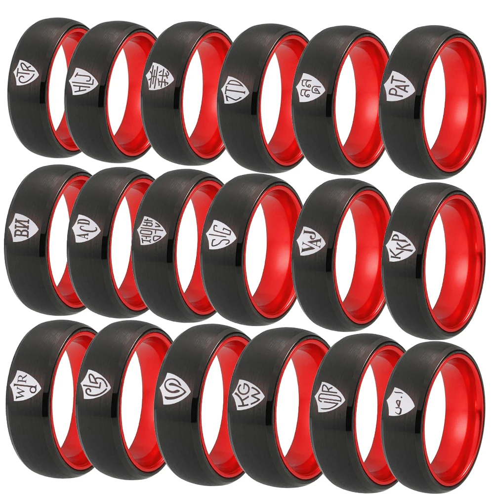 8mm Black Tungsten With Red Aluminum Rings CTR Rings Choose The Right Ring Women and Men's Faith Jewelry Personalize Party Rings