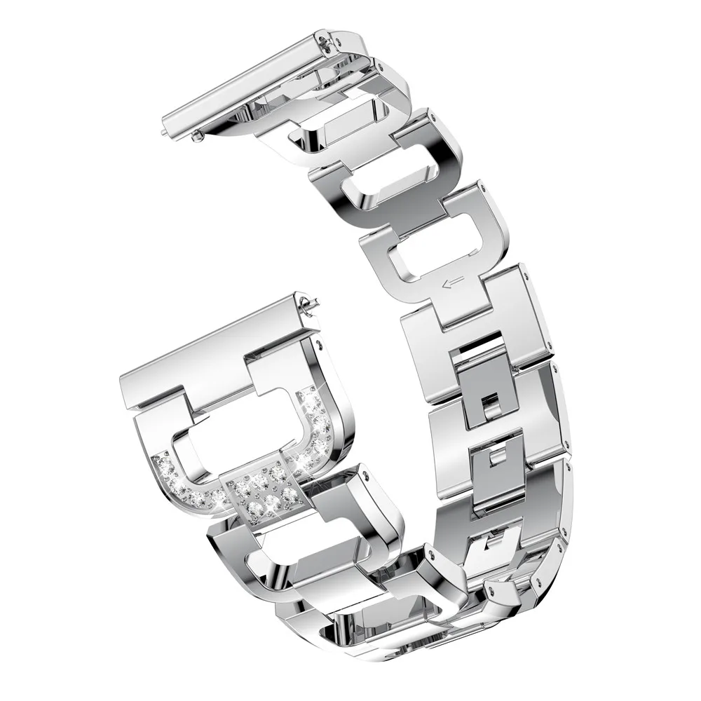 Elegant 20mm Stainless Steel Women's Wristband with Crystal Accents