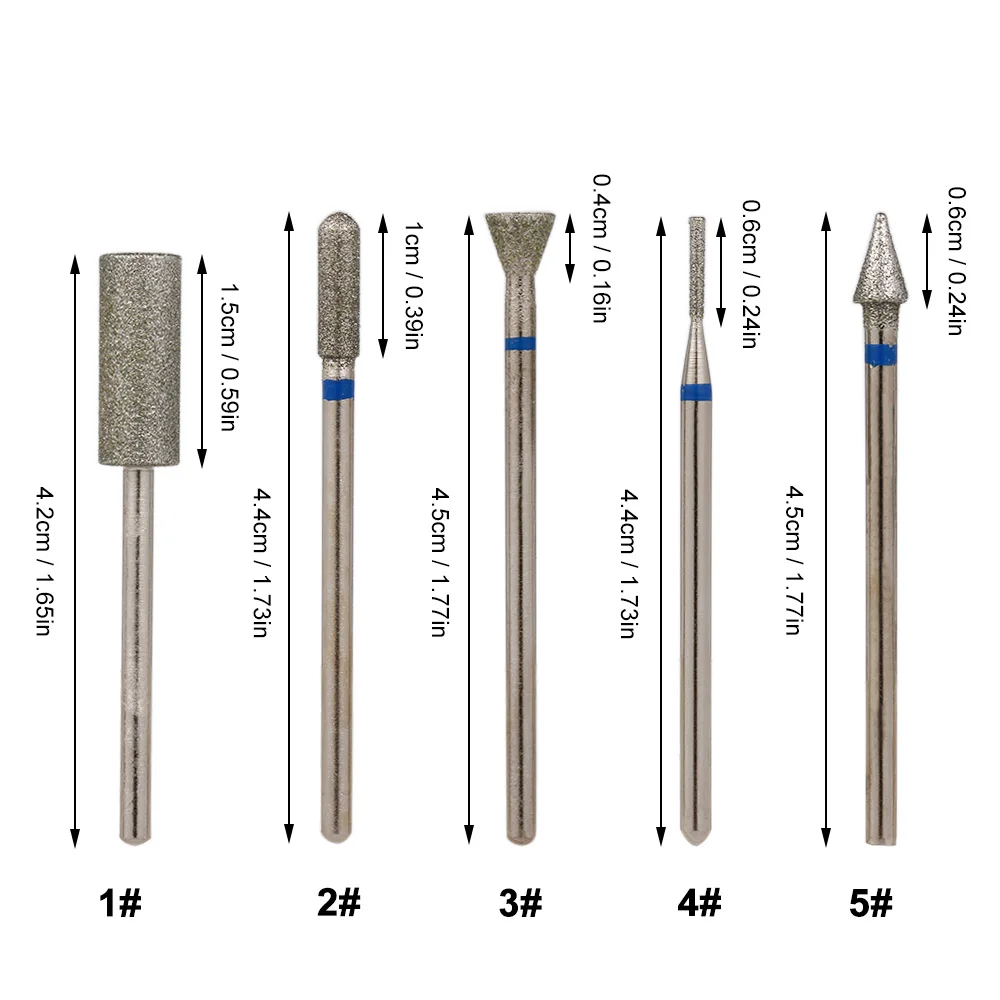 5 шт. сверла для ногтей набор сверл для педикюра и маникюра Набор инструментов для дизайна ногтей набор принадлежности для ногтей для красоты ногтей