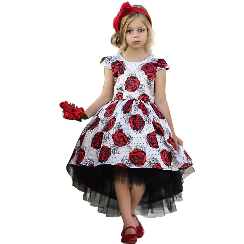 

Summer Flower Girl Party Dress For Girls Baby Floral Wedding Dress Fancy Princess Costume For Kids Girl Children Graduation Gown