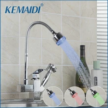 Kemaidi Кухня смеситель LED Кухня раковина torneira Cozinha все вокруг повернуть Поворотный LED воды на выходе кран 92347A