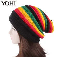 Новая мода четыре без рукавов с трапециевидным силуэтом и цветными полосками в куче Вязаная Шерстяная Шапка ямайская шапочка Кепки популярный ручной работы вязаный крючком шляпа вдоль шерсть Кепки