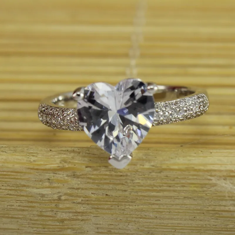 Кристальный, сердце, кольцо Bijoux Femme серебряные кольца украшение с большим камнем украшения для девочек Детские Рождественские подарки Aneis Feminino