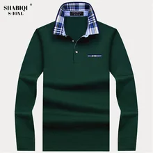 SHABIQI, Осень-зима, Мужская брендовая рубашка поло, Мужская рубашка поло с длинным рукавом, повседневная мужская рубашка поло размера плюс 6XL 7XL 8XL 9XL 10XL