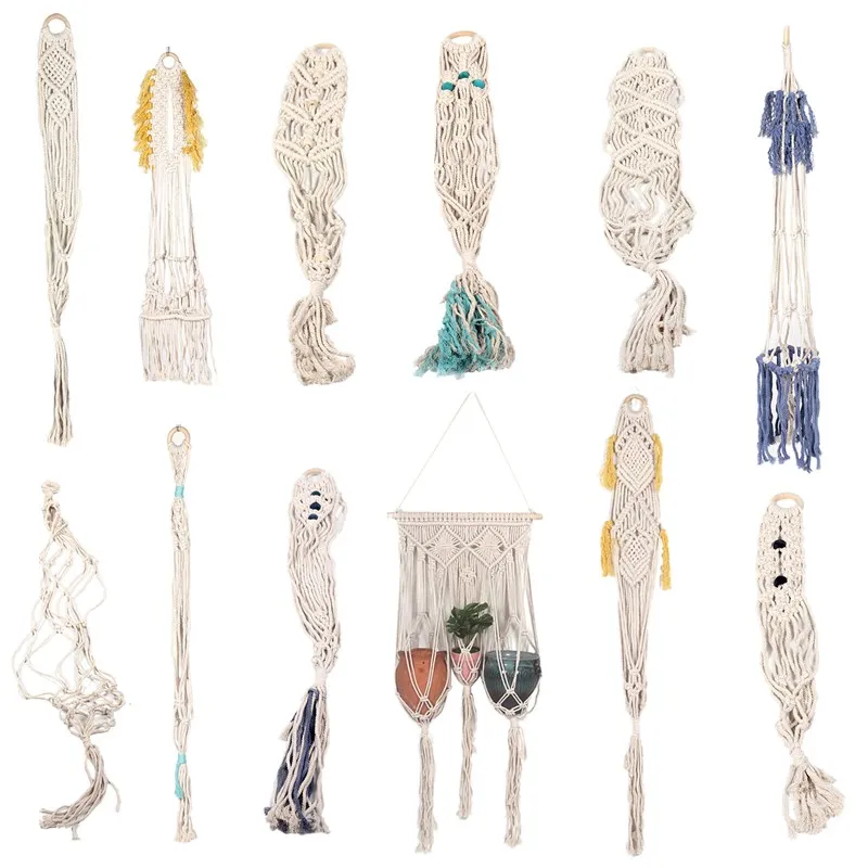 

Macrame Plant Hanger Handmade Woven Cotton Plant Holder Wall Hanging Planter Basket for Garden Patio Balcony Decor