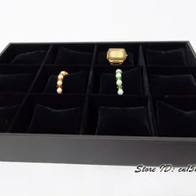 Высокое качество 35 х 24 х 5 см циферблат часов браслет коробка-витрина держатель ювелирных изделий 12 ячеек дело с 12 Black бархатные подушки