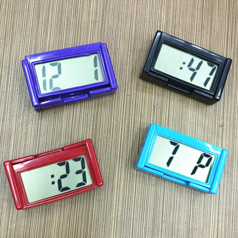 Mini Digital Car Electronic Clock Electronic Watch LCD Display Digital With Self-Adhesive Bracket