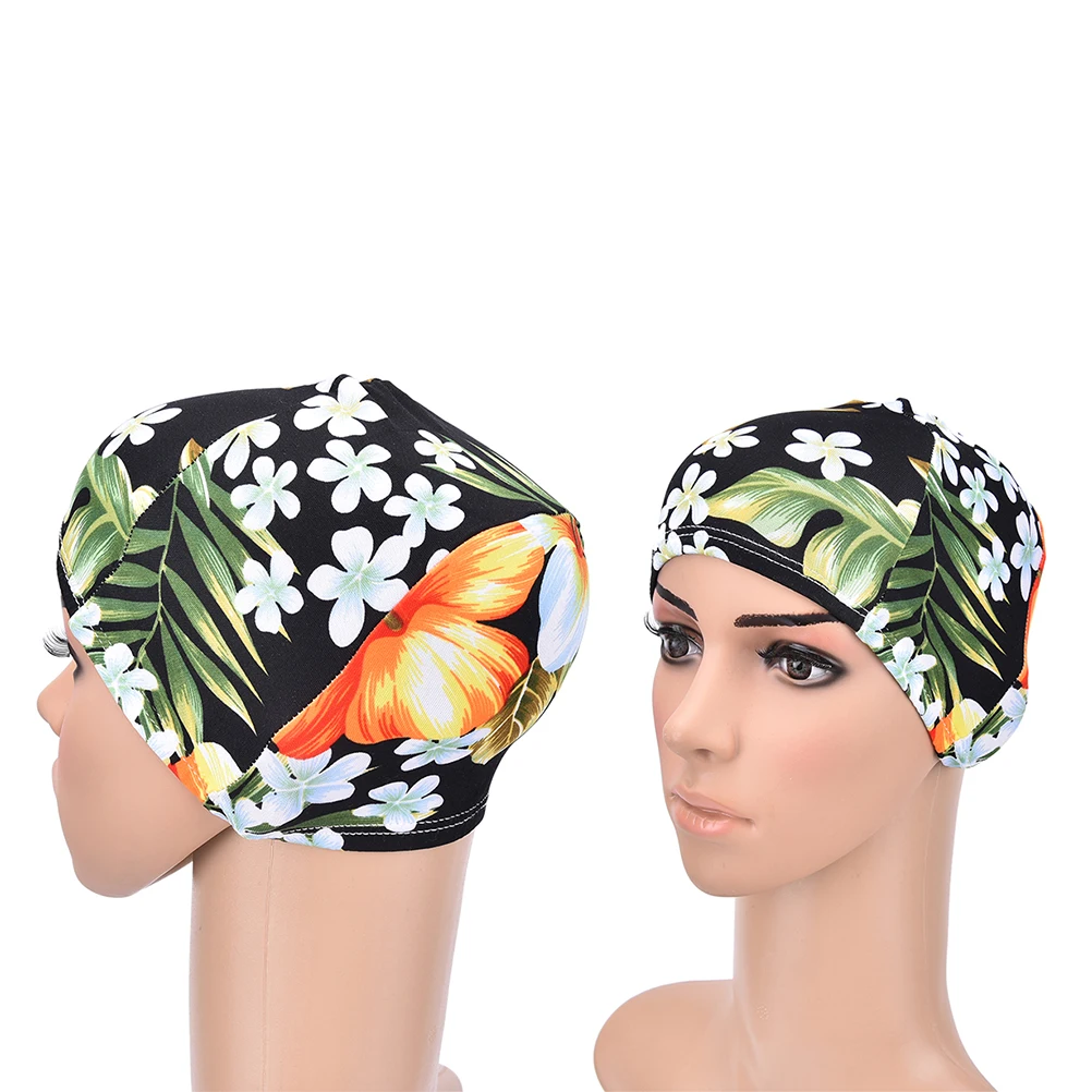Женская и мужская плиссированная Цветочная шапочка для плавания с принтом