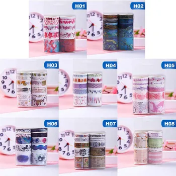 

10pcs/set Leaves Floral Cute Paper Masking Washi Tape Set Diary Decorative Adhesive Tape Stationery Scrapbooking Supplies