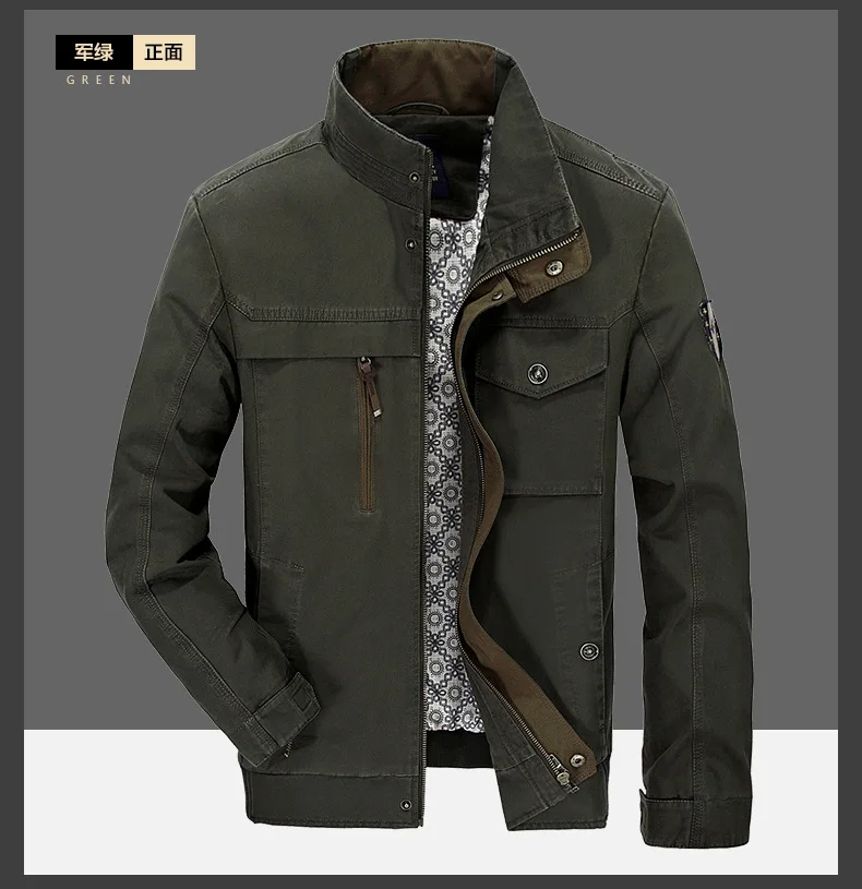 ZHAN DI JI, мужская куртка из искусственной кожи, верхняя одежда на молнии, мужское повседневное пальто, осенняя одежда, однотонная верхняя одежда, армейские хлопковые куртки, плюс размер 4XL 140 - Цвет: GREEN