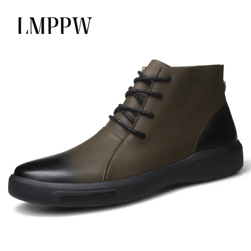 

New Style Chelsea Boots Men Genuine Leather Martin Boots Fashion Vintage Motorcycle Boots Luxury Brand Autumn Men Casual Shoes