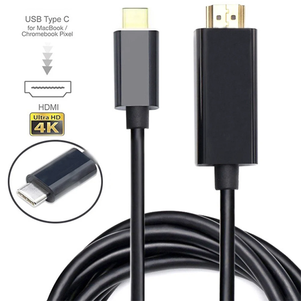 Portable USB 3.1 Type C USB-C to 4K@60Hz HDMI Adapter Cable for 2015 MacBook