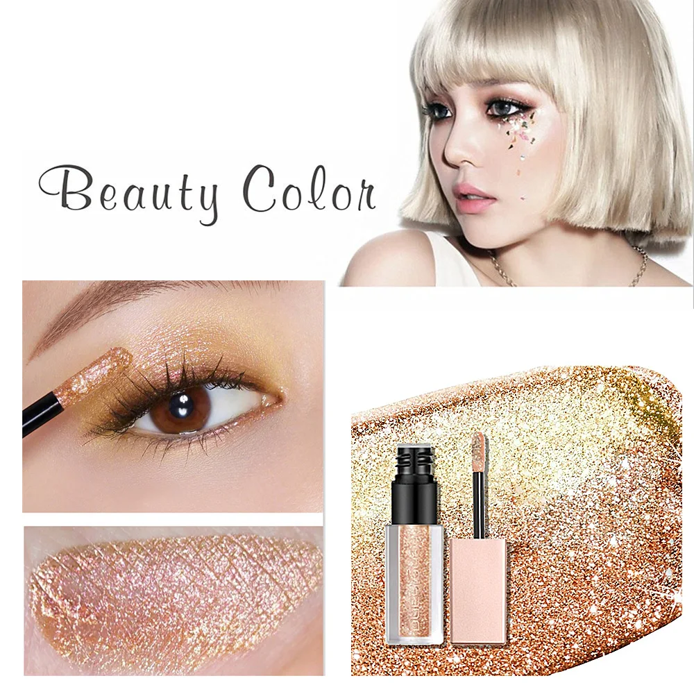 

Heng Fang Pro Shimmer Eyeshadow Makeup Waterproof Long Lasting Liquid Metallic Eye Shadow Tint Glitter Make Up For Women