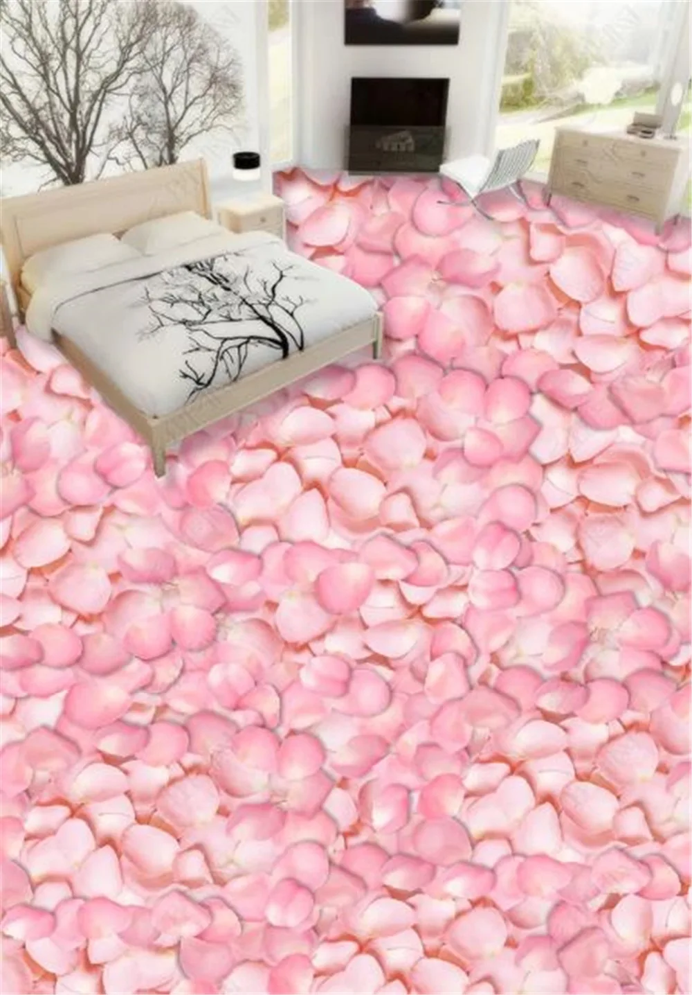 Пользовательские 3d обои Романтические лепестки роз 3D гостиная домашний пол декоративная фреска обои