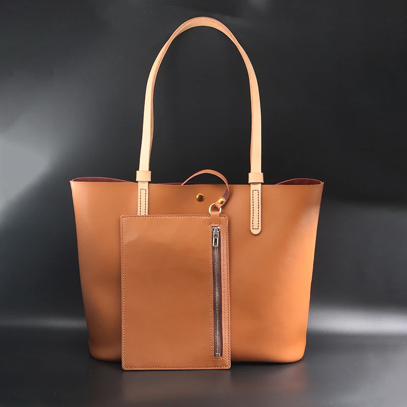 

WOONAM Fully Handmade Bag Genuine Calf Leather Oxidized Cowhide Leather Handle Large Shopper Tote Handbag WB694