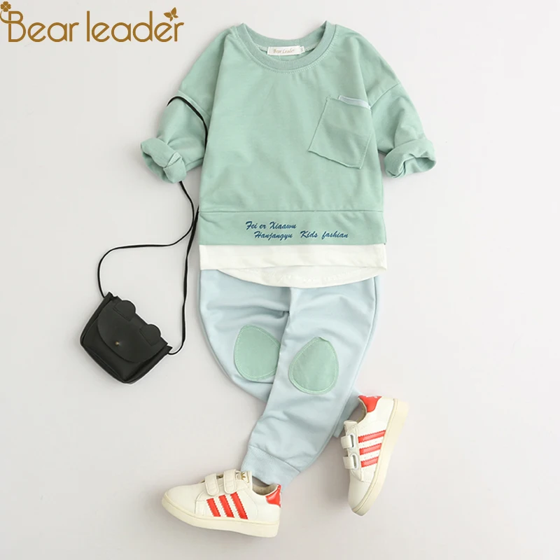Bear Leader Kids Clothing Sets 2018 Fashion Style Baby Clothing Sets Long Sleeve Patchwork T-shirt+Pants 2Pc Children Clothing spring summer print maternity clothing suit t shirt long sleeve top sports casual fashion legging pants pregnant sets clothing