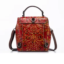 Новая женская сумка-тоут из натуральной кожи с Цветочным Тиснением, сумка через плечо, высокое качество, повседневные женские сумки-мессенджеры