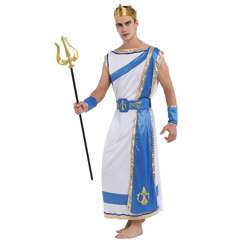 God of Sea Poseidon Costume for Halloween Carnival Christmas Masquerade Party Fancy Dress Adult Man Prince King Cosplay Clothes