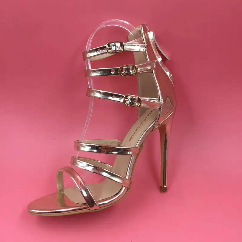 

Light Gold Ankle Strap Women Sandals High Heels Stilettos Shoes Women 2017 New Gladiator Style Sandal Laides Party Shoe Open Toe