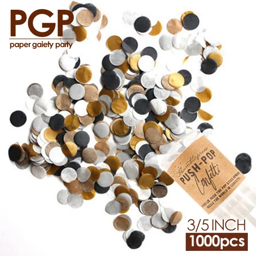 [PGP] Черный Золотой Серебряный круг конфетти из папиросной бумаги пуш-поп для
