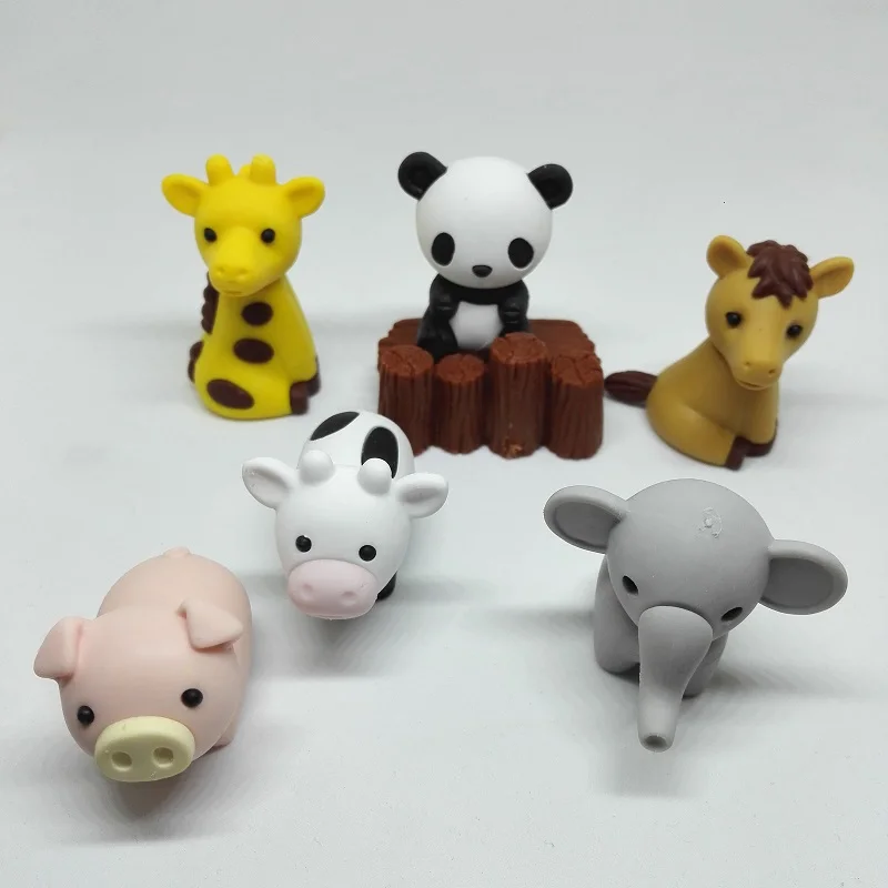 Cartoon Rubber Animal Ahaped removable Rubber Erasers 3D Cute animals