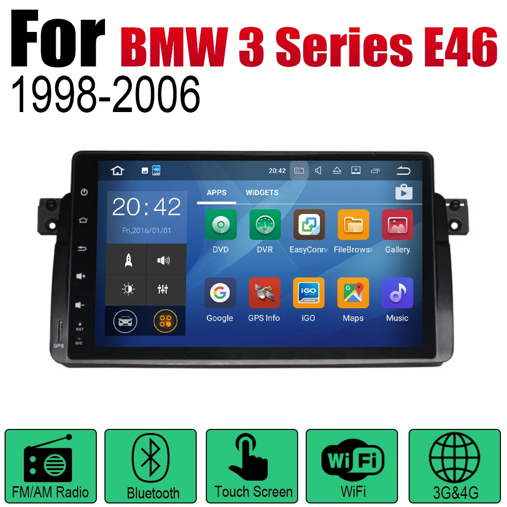 Excellent Android 2 Din Auto Radio DVD For BMW 3 Series E46 1998~2006 Car Multimedia Player GPS Navigation System Radio Stereo 1