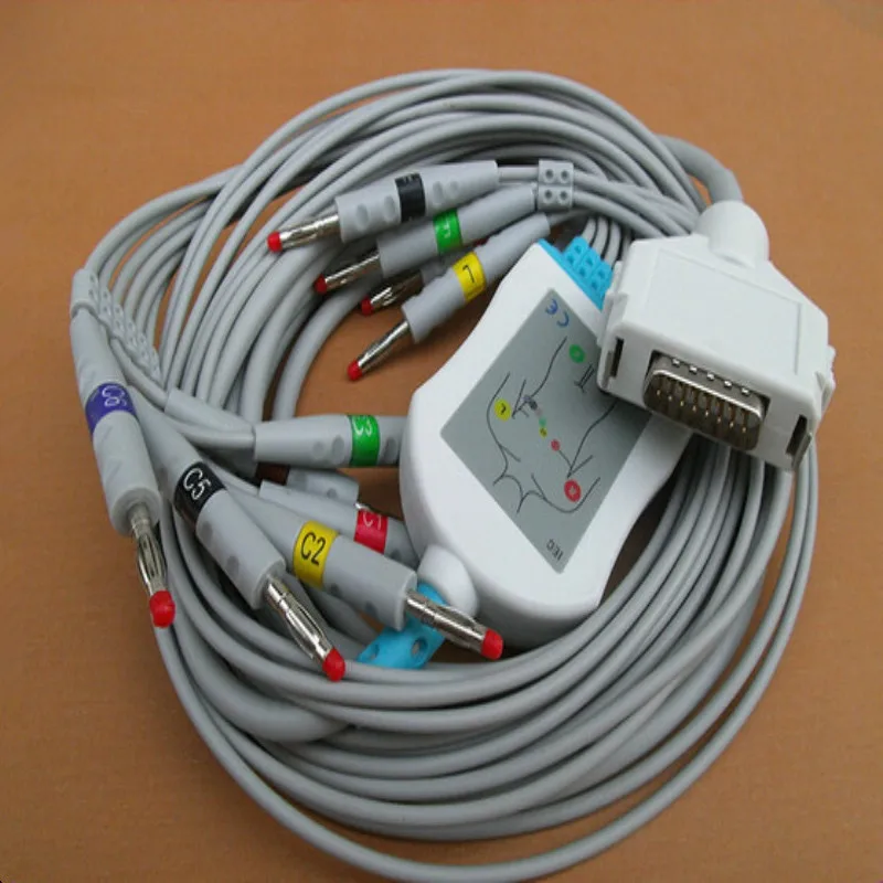 Совместим с Fukuda Denshi FCP 7411 FX 7402/FX 2111 2155/3010/7010 кабель для ЭКГ leadwires 10 проводов 4 0 Banana end