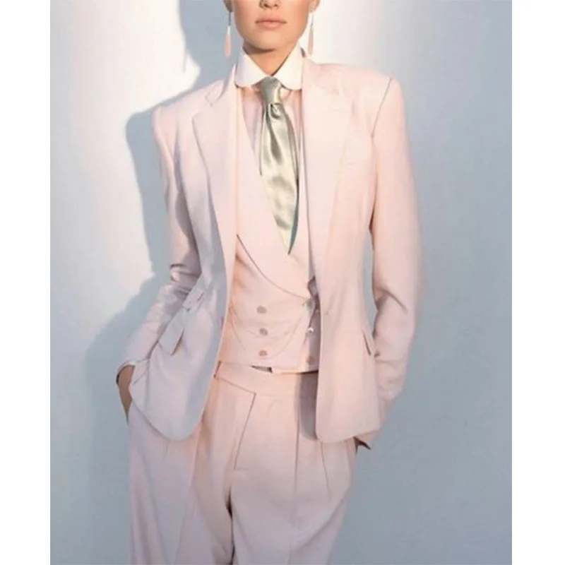 Новинка, женские розовые деловые костюмы из 3 предметов, женские вечерние костюмы на заказ, вечерние костюмы для выпускного, Garnitur Damski