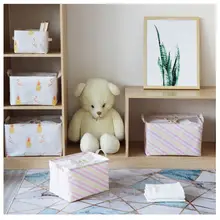 48*33*26CM cotton and linen storage box fabric beam mouth moisture-proof wardrobe clothes storage basket foldable storage box