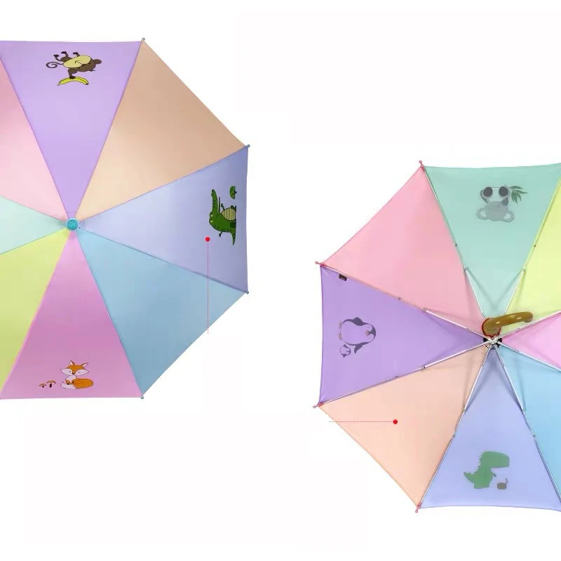 YADA Cartoon Panda Umbrella For Boys Girls Animation Creative Rainbow Umbrellas 3D Ear Modeling Kid Long Handle Umbrella YS699