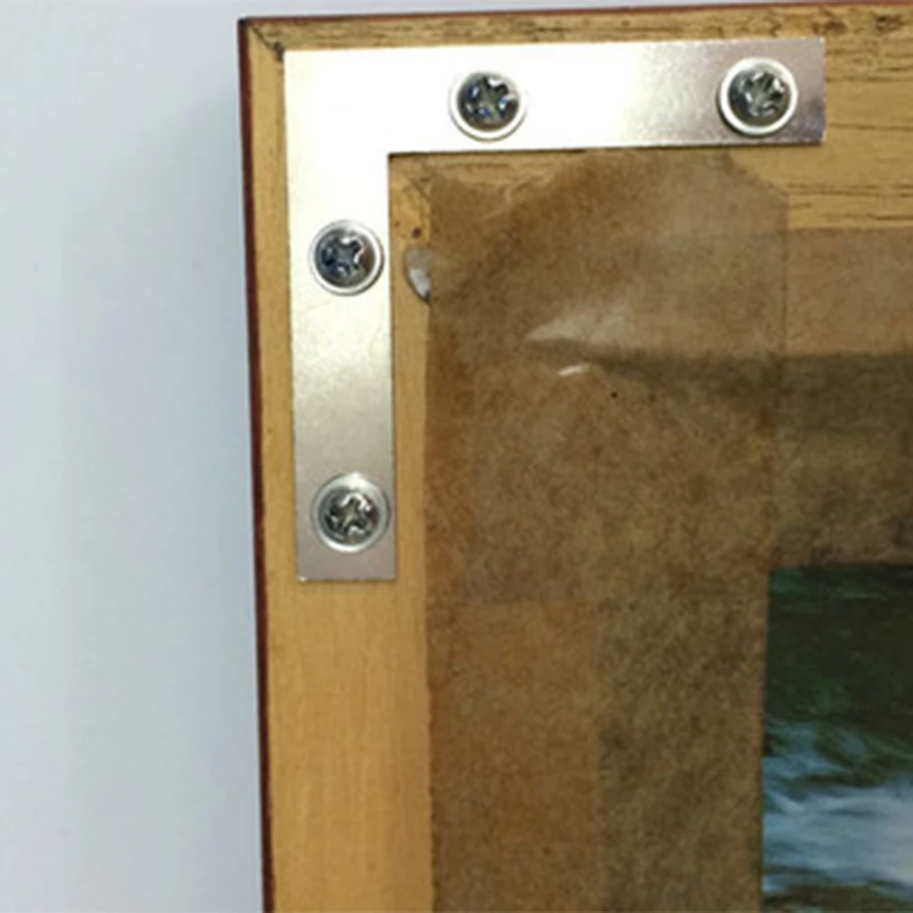 100pcs Heavy Duty Metal L Shape Corner Brace Plate 90 Angle Bracket Photos Frame Picture Bracket 38mmx38mm Furniture Accesories 