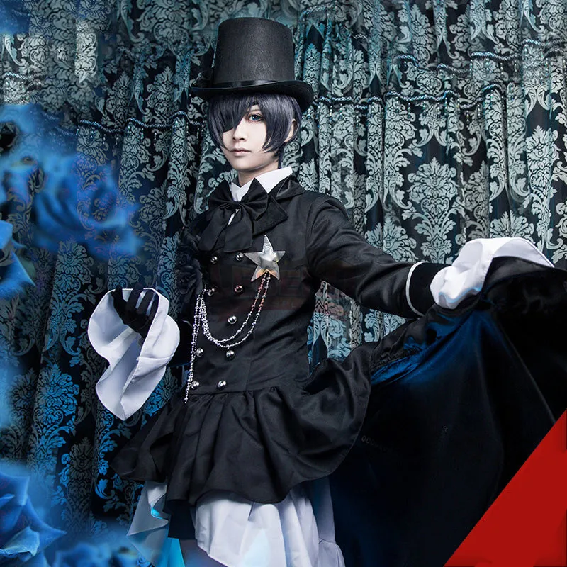 Cospalylegend Аниме kuroshitsuji черный бултер Небесный Phantomhive косплей костюм наряд с шляпой