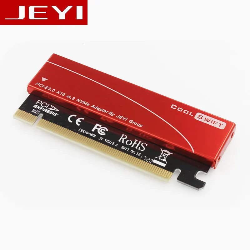 JEYI CoolSwift PCIE3.0 NVME адаптер x16 PCI-E полная скорость M.2 2280 алюминиевый лист теплопроводность кремния вафельное охлаждение