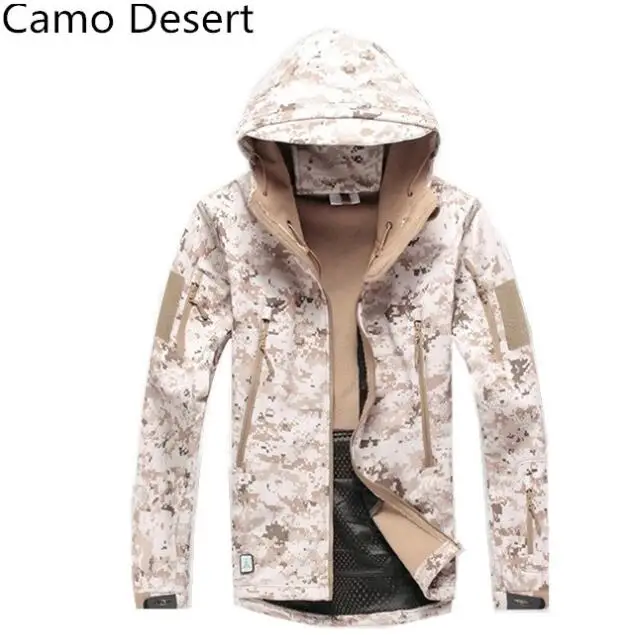 Модернизированная Тактическая Военная куртка из кожи акулы, флисовая куртка V4, водонепроницаемая флисовая куртка, Мужская армейская куртка с капюшоном - Цвет: picture color