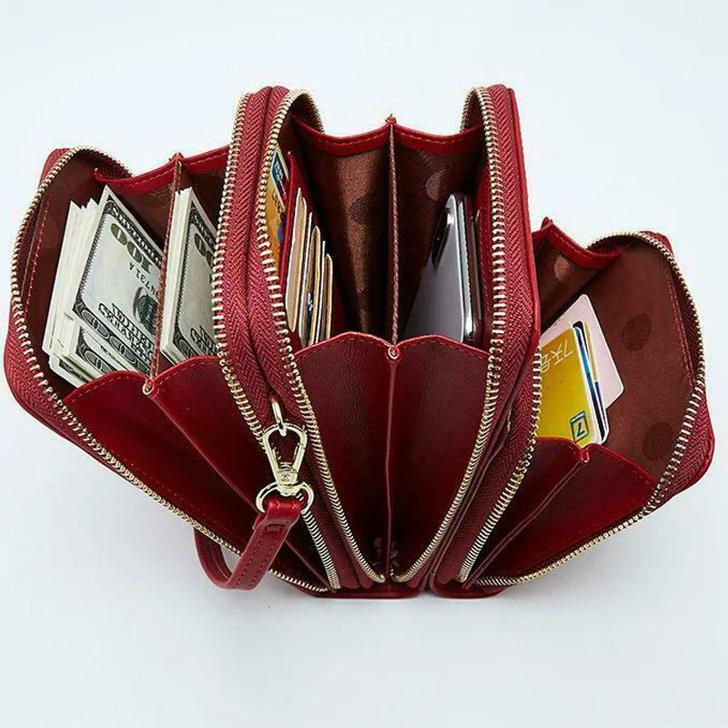 

Leather Crossbody Cellphone Shoulder Bag for Female Student Smartphone Wallet with Removable Strap LT88