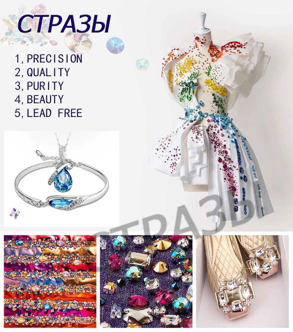 CTPA3bI Colorful Crystal Drop Shape Loose or With Strass Rhinestones Sew On Glass Stones DIY Crown Jewelry Ring Pendant Dress