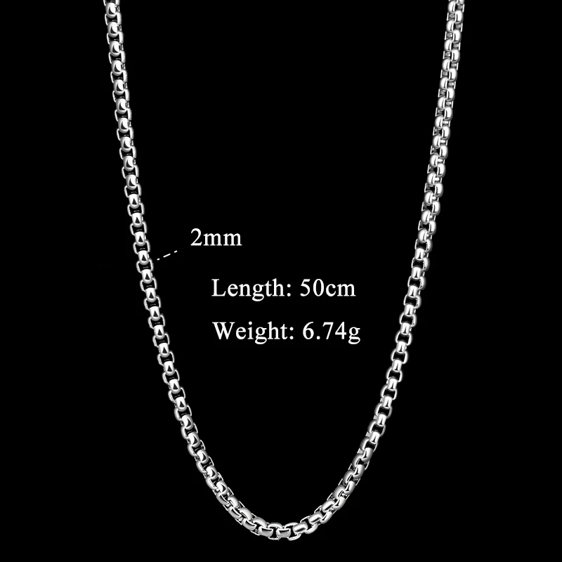 CHUKUI Silver Chain 2mm Stainless Steel Box Necklace Chain For Women Men Locket Pendant Drop Shipping (3)