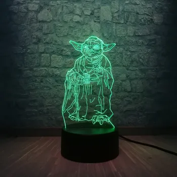 

Novelty New Star War Master Yoda 3D LED Lamp 7 Color Change Multicolor RGB Bulb Christmas Decorative Gift Children Luminaria